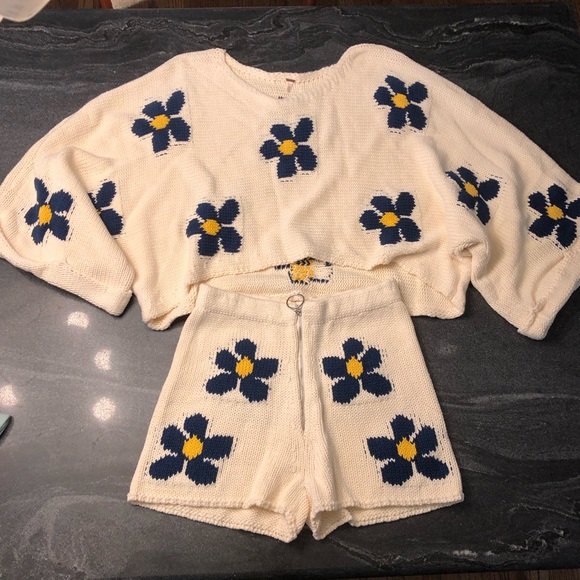 Free People Daisy Jane Knit Set Flower 